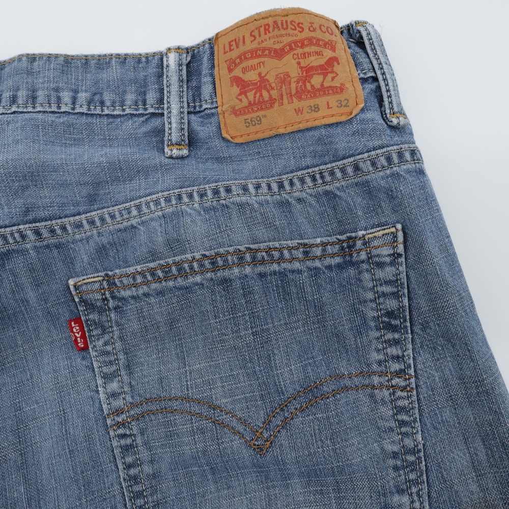 Levi Strauss 569 Loose Fit Mens Jeans Blue Wash Size 38x32 - Flaws